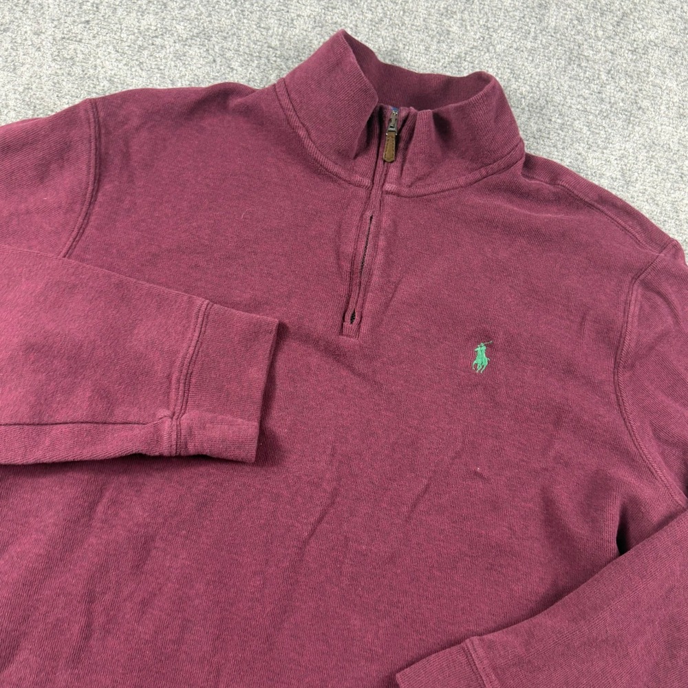Polo Ralph Lauren Quarter Zip Pullover Mens Large Burgundy Estate Rib Sweater